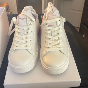 Balmain White Sneakers High-Top Classic Design